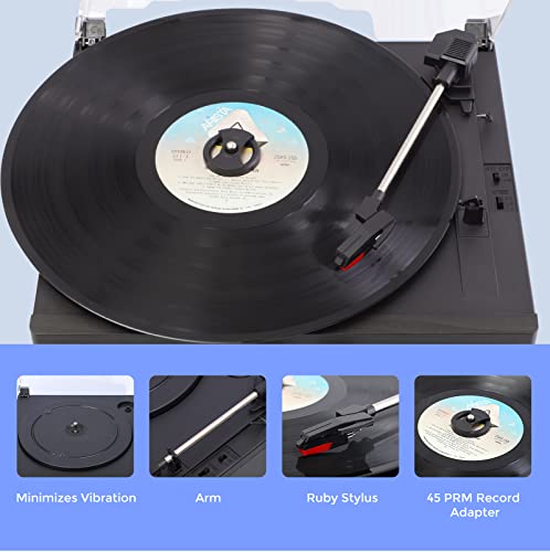 Hernido Bluetooth Vinyl Record Player with Speaker
