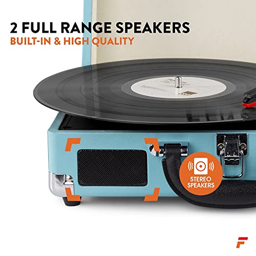 FENTON Bluetooth Suitcase Record Player w/ Built-in Speakers