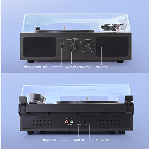 Hernido Bluetooth Vinyl Record Player with Speaker