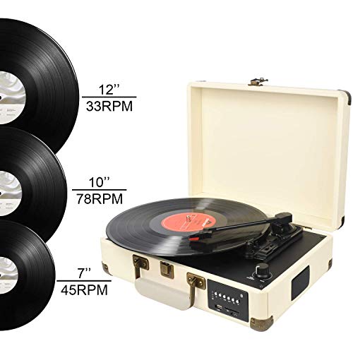 Bluetooth Record Player with Built-in Speakers, Vinyl to SD/USB