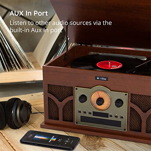 Retro Vinyl Record Player with Bluetooth & CD