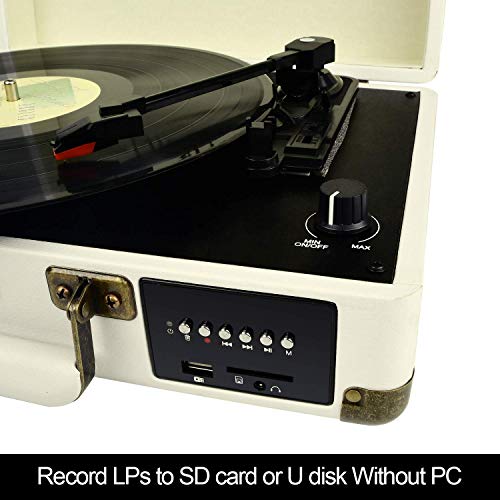 Bluetooth Record Player with Built-in Speakers, Vinyl to SD/USB