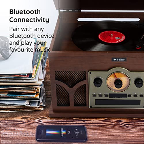 Retro Vinyl Record Player with Bluetooth & CD