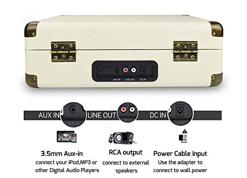 Bluetooth Record Player with Built-in Speakers, Vinyl to SD/USB