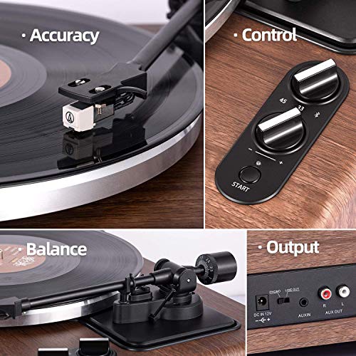 High Fidelity Bluetooth Turntable with Built-in Speakers