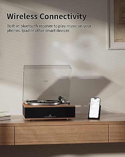 Bluetooth Vinyl Record Player, All-in-One Turntable