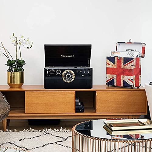 Bluetooth Suitcase Record Player | Three-Speed Turntable | Black