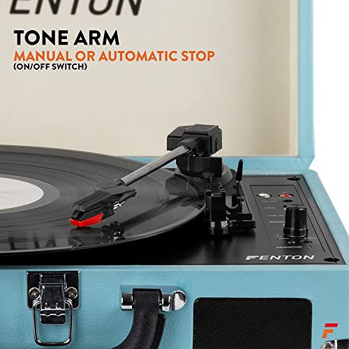 FENTON Bluetooth Suitcase Record Player w/ Built-in Speakers