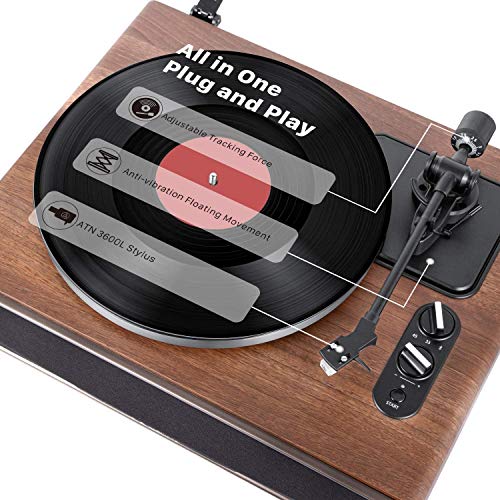 High Fidelity Bluetooth Turntable with Built-in Speakers