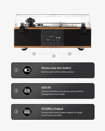 Bluetooth Vinyl Record Player, All-in-One Turntable