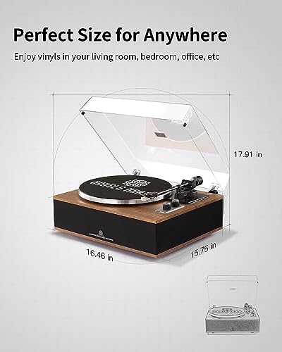 Bluetooth Vinyl Record Player, All-in-One Turntable