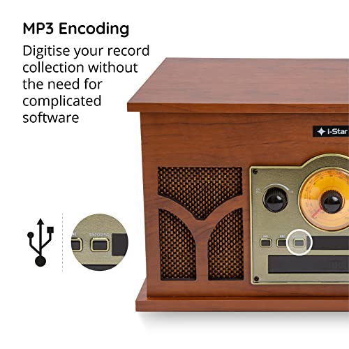 Retro Vinyl Record Player with Bluetooth & CD