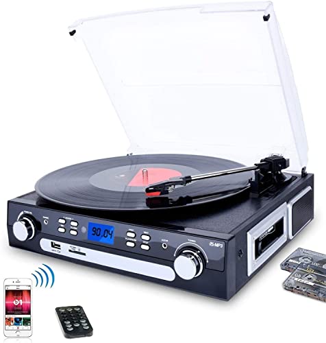 DIGITNOW! Bluetooth Vinyl Turntable with Stereo Speakers