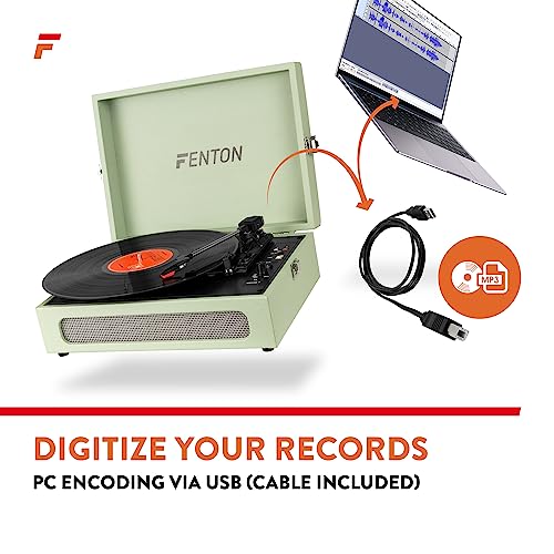 Fenton RP118C Briefcase Record Player - Green