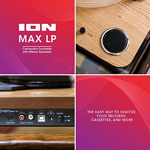 ION Audio Max LP - Vinyl Record Player with Built-In Speakers