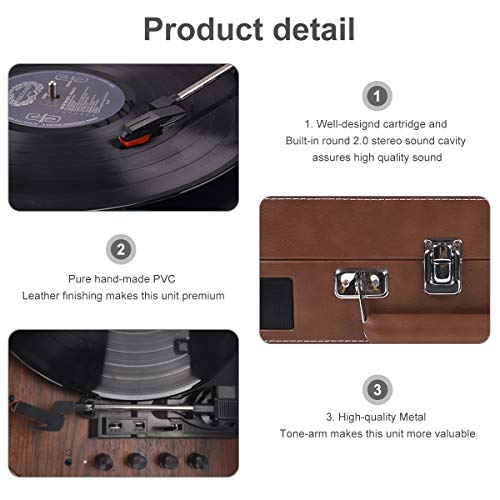 VOKSUN Portable Bluetooth Vinyl Turntable with Speaker