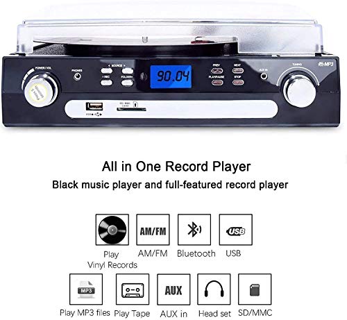 DIGITNOW! Bluetooth Vinyl Turntable with Stereo Speakers