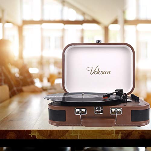 VOKSUN Portable Bluetooth Vinyl Turntable with Speaker