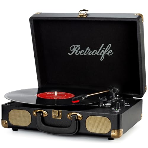 Retrolife Vinyl Record Player: 3-Speed Bluetooth Turntable