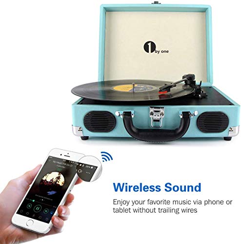 Portable Bluetooth Record Player with Built-in Speakers - Turquoise
