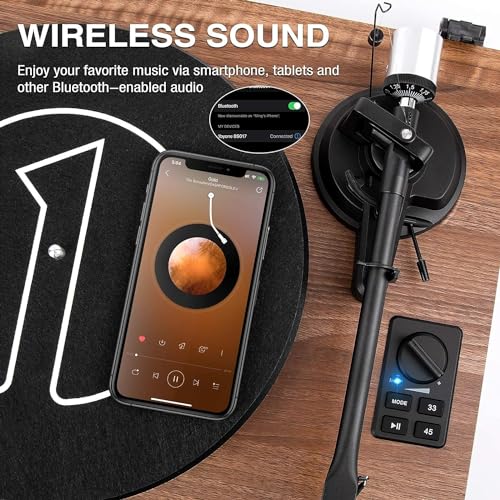 Bluetooth Turntable with Hi-Fi System and Bookshelf Speakers