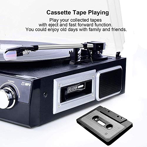 DIGITNOW! Bluetooth Vinyl Turntable with Stereo Speakers