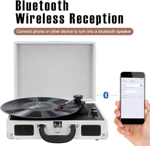 Wireless Vinyl Record Player with Bluetooth and Speakers