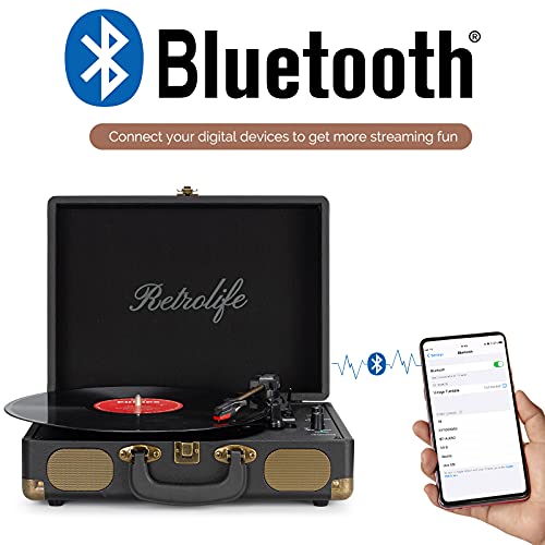 Retrolife Vinyl Record Player: 3-Speed Bluetooth Turntable
