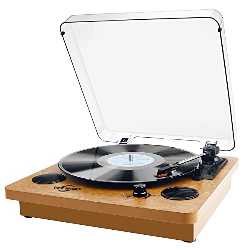 Bluetooth Record Player, Portable Vinyl Turntable with Stereo Speaker