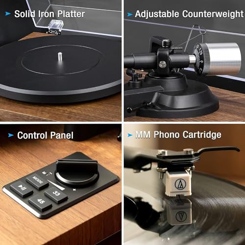 Bluetooth Turntable with Hi-Fi System and Bookshelf Speakers
