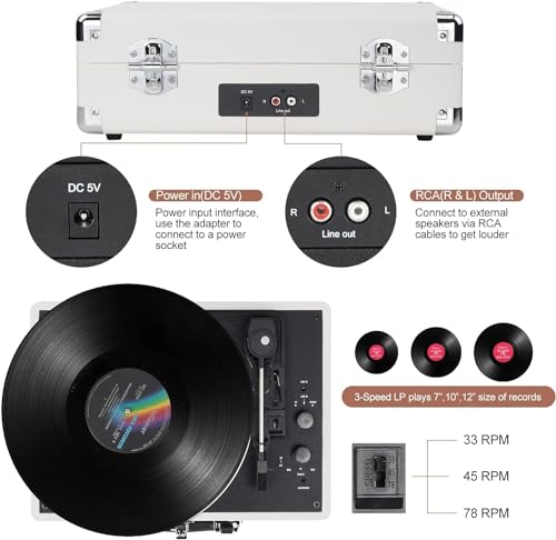 Wireless Vinyl Record Player with Bluetooth and Speakers