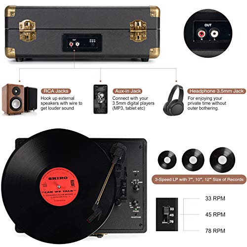 Retrolife Vinyl Record Player: 3-Speed Bluetooth Turntable