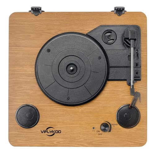 Bluetooth Record Player, Portable Vinyl Turntable with Stereo Speaker