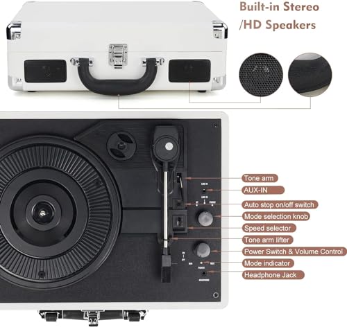 Wireless Vinyl Record Player with Bluetooth and Speakers