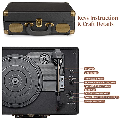 Retrolife Vinyl Record Player: 3-Speed Bluetooth Turntable