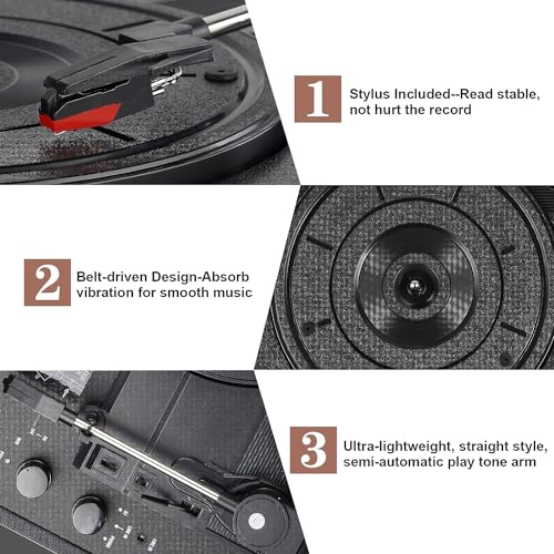 Wireless Vinyl Record Player with Bluetooth and Speakers
