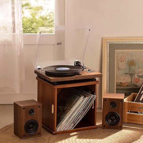 Bluetooth Turntable with Hi-Fi System and Bookshelf Speakers