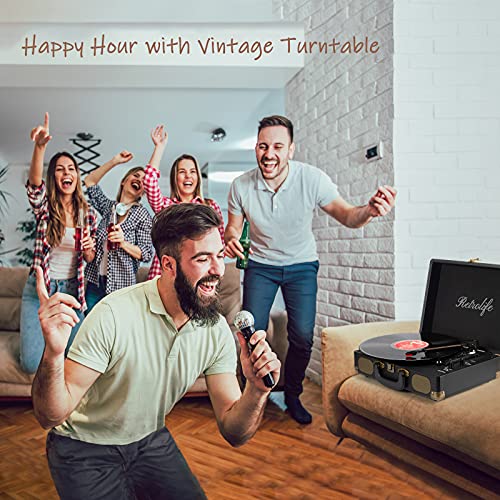 Retrolife Vinyl Record Player: 3-Speed Bluetooth Turntable