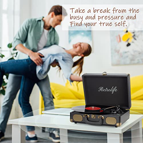 Retrolife Vinyl Record Player: 3-Speed Bluetooth Turntable