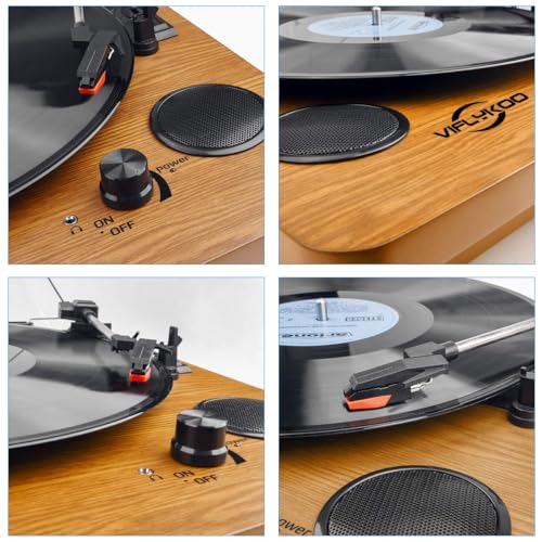 Bluetooth Record Player, Portable Vinyl Turntable with Stereo Speaker