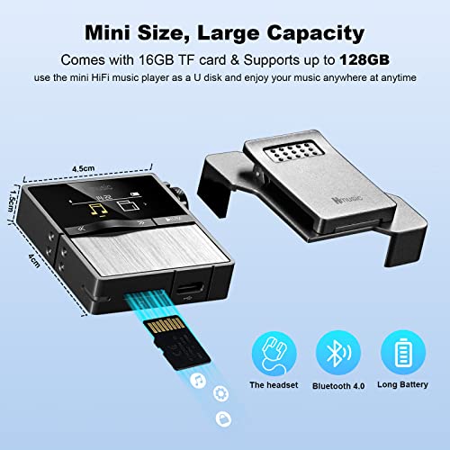 Hmusic P68 HiFi MP3 Player: Bluetooth, Lossless, 16GB