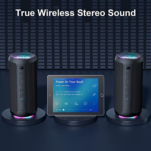 Portable Bluetooth Speaker with LED Light, Enhanced Bass