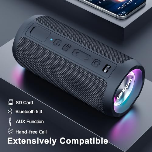 Portable Bluetooth Speaker with LED Light, Enhanced Bass