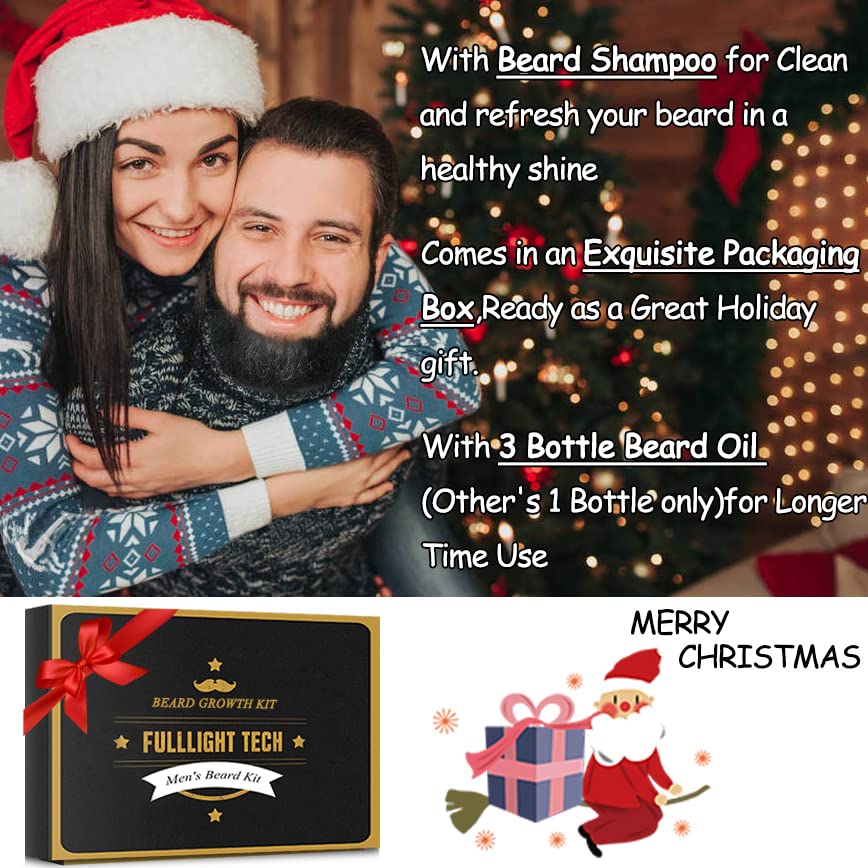 Men's Beard Grooming Kit: Wash, Oil, Shaper, Brush