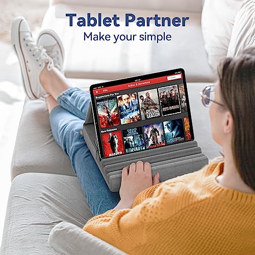 Foldable Tablet Pillow Holder Stand for iPad, Kindle - Gray