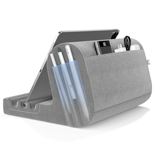 Tablet Pillow Holder with Pocket and Stylus Mount