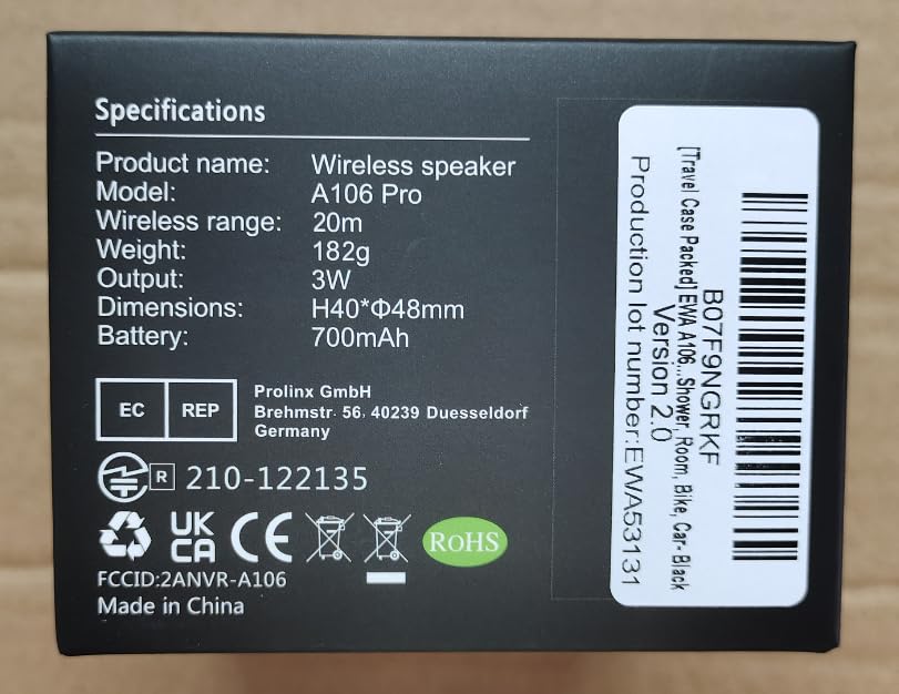 EWA A106 Pro Mini Bluetooth Speaker - Black