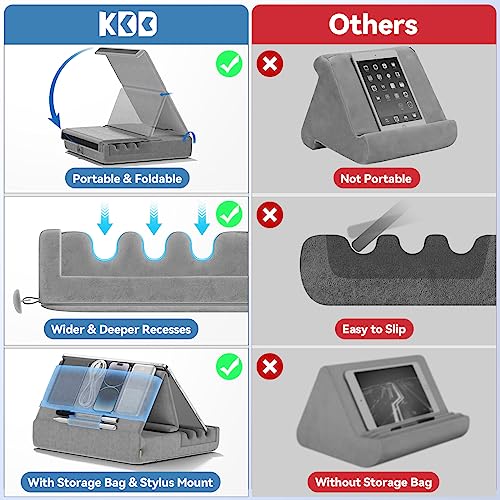 Foldable Tablet Pillow Holder Stand for iPad, Kindle - Gray