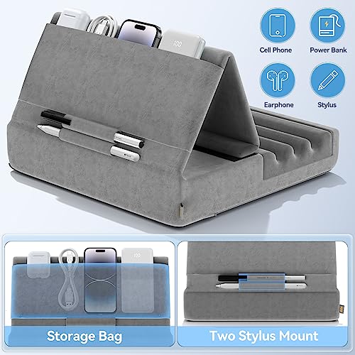 Foldable Tablet Pillow Holder Stand for iPad, Kindle - Gray