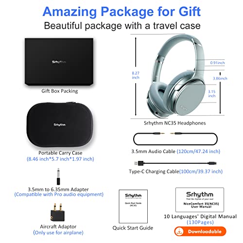 Srhythm NC35 Wireless Noise Cancelling Headphones, Bluetooth 5.3